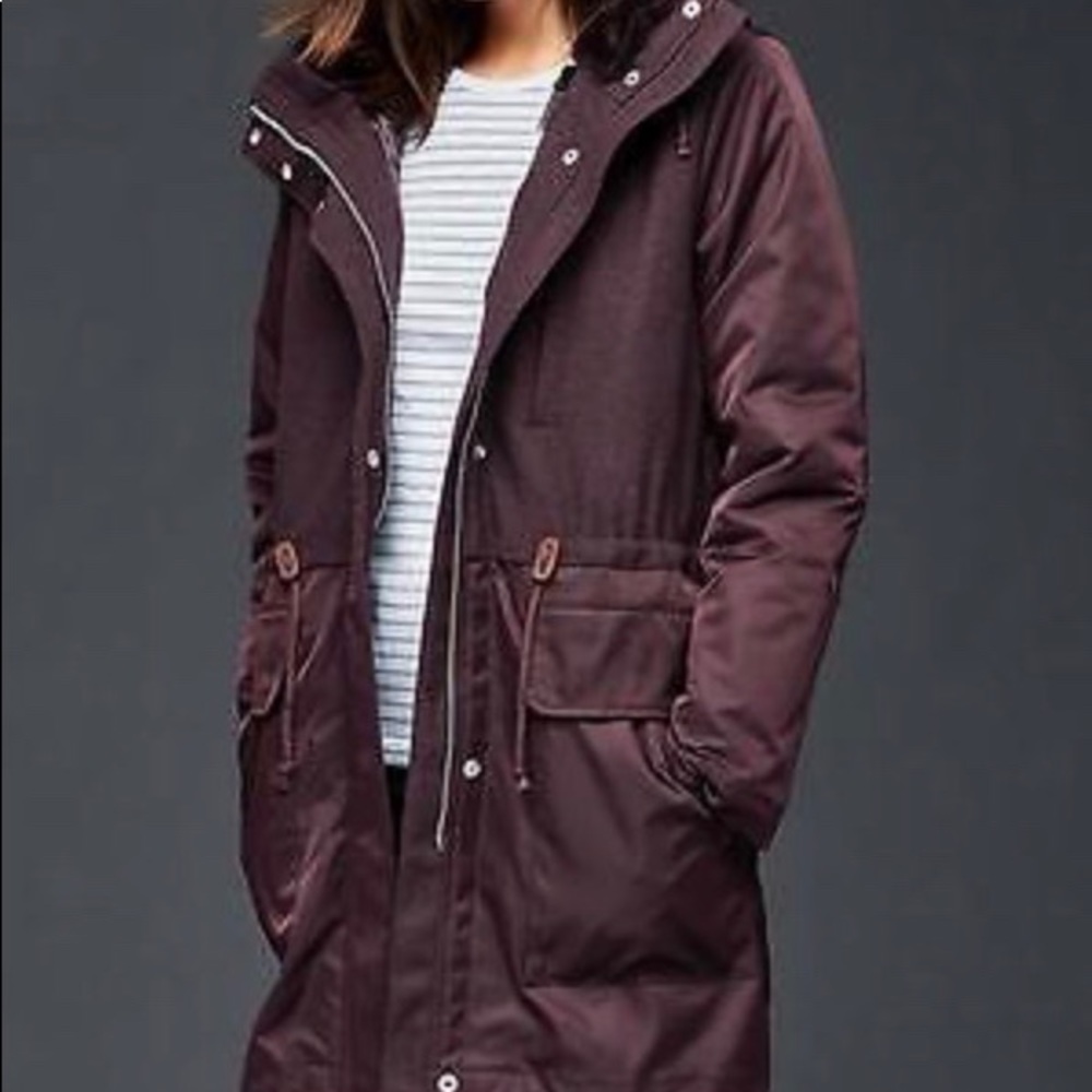 Gap Three-in-One Parka Jacket In Eggplant M